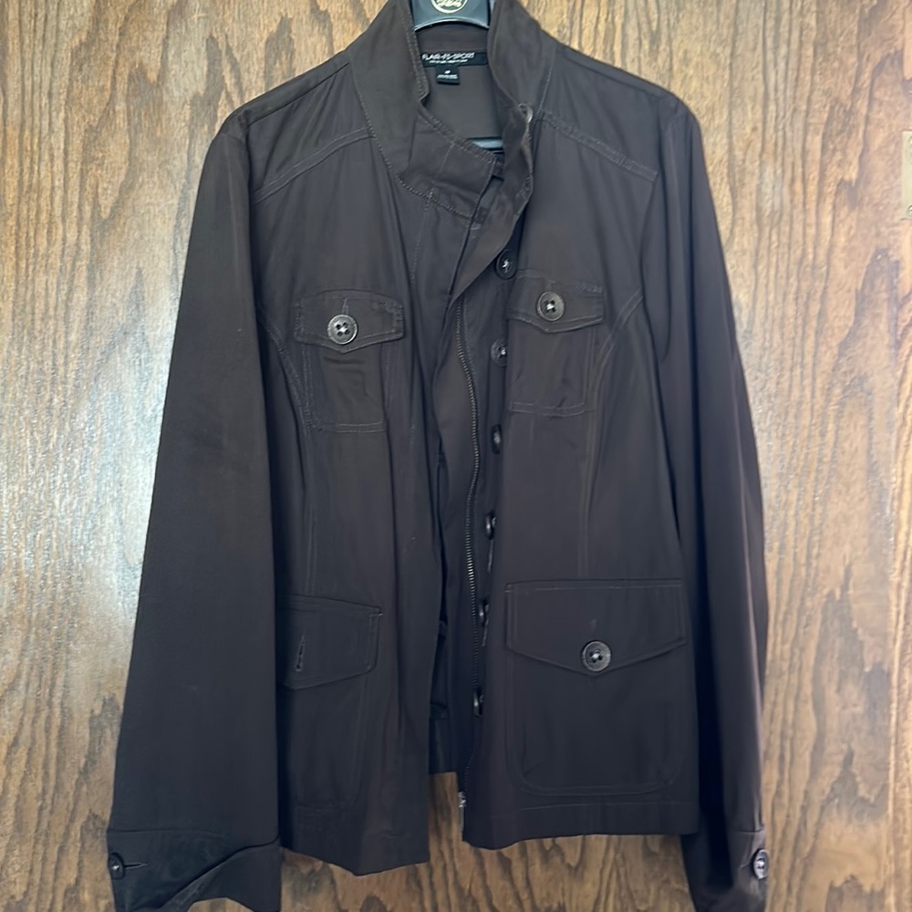 EUC LADIES SZ 10 FLAIR SPORT DARK BROWN JACKET / blazer with safari styling